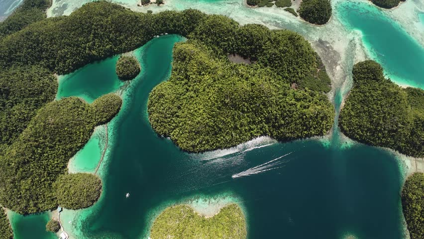 Sugba Lagoon, Siargao Island, Philippines, 4K aerial drone footage