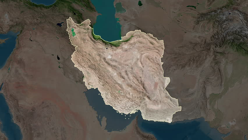 Iran map - drive. Border. Satellite.