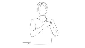 Animated man makes a thank you gesture. Thank you concept one-line drawing - Powered by Shutterstock - Get 15% off with code: PIKWIZARD15