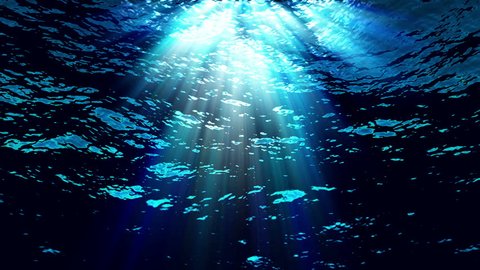 HD - Underwater light filters down through blue water (Loop).