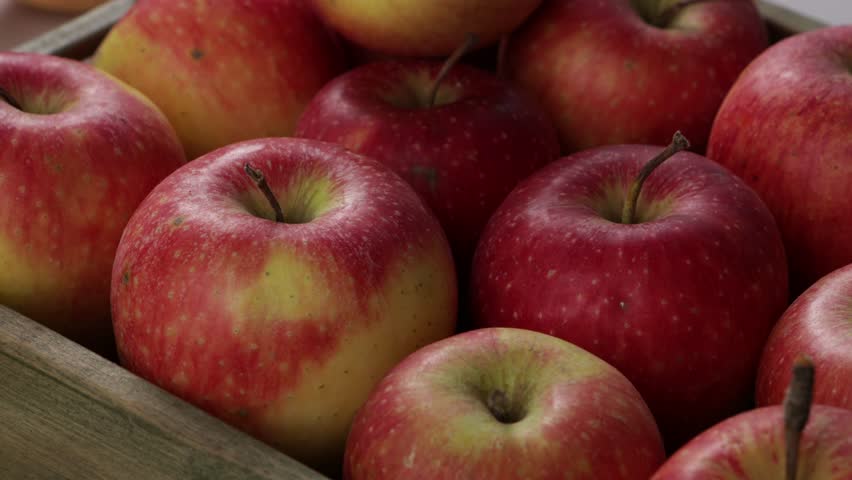 apples side view food wooden crate