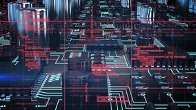 Animation of data processing over motherboard circuit and closing vault door. Data, security, safe, protection, digital interface and communication, digitally generated video. - Powered by Shutterstock - Get 15% off with code: PIKWIZARD15