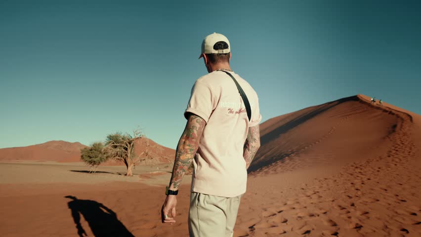 View of Dune 45 near Sesriem Sossuvlei national park in Namibia,  with a view on the surroundings composed of giant dunes. 