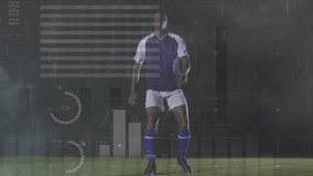 Animation of financial data processing over african american male football player. Finances, sports and digital interface concept digitally generated video. - Powered by Shutterstock - Get 15% off with code: PIKWIZARD15