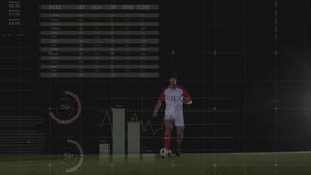 Animation of financial data processing over diverse male football players. Finances, sports and digital interface concept digitally generated video. - Powered by Shutterstock - Get 15% off with code: PIKWIZARD15
