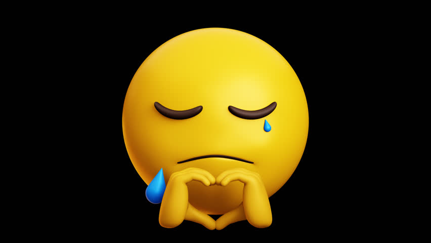 Broken Love with tears emoji, 3d emoticon animation, Alpha channel, Transparent video