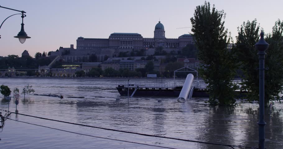 Buda Castle view from Pest side during the flooded danube, Budapest 2024. 1