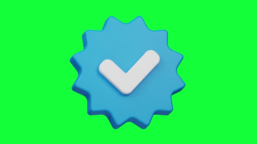 3D Verified Badge Icon Animation with Green Screen Background