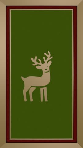 Festive Christmas card illustration featuring an embossed design of a Christmas reindeer set against a green and gold background