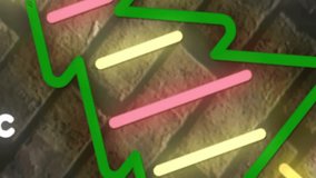 Animation of neon christmas tree in snow globe flickering on black background. Christmas, festivity, celebration and tradition concept digitally generated video. - Powered by Shutterstock - Get 15% off with code: PIKWIZARD15