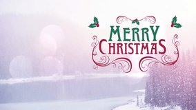 Animation of merry christmas text over winter scenery. Technology, celebration and digital interface concept digitally generated video. - Powered by Shutterstock - Get 15% off with code: PIKWIZARD15