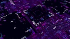 Digital animation of purple processor pulse, artificial technology process in motherboard suitable for hud, futuristic background, cyberpunk, and chip connection. - Powered by Shutterstock - Get 15% off with code: PIKWIZARD15