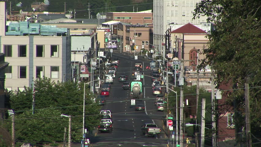 City traffic street overview Astoria, Oregon USA
