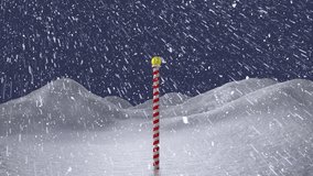 Snow falling over North Pole sign animation in snowy landscape. Winter, snowfall, holiday season, Christmas, festive, snowflakes - Powered by Shutterstock - Get 15% off with code: PIKWIZARD15