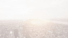 Chemical structure animation over cityscape background. Science, technology, innovation, futuristic, urban, skyline - Powered by Shutterstock - Get 15% off with code: PIKWIZARD15