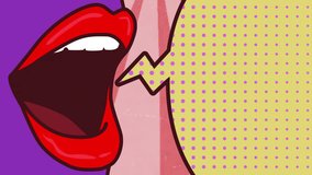 Animation of lips with speech bubble over background with pink circles. Fashion, colours, shapes and background concept digitally generated video. - Powered by Shutterstock - Get 15% off with code: PIKWIZARD15