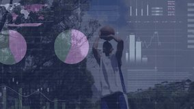 Animation of financial data processing over biracial male basketball player. Global finances, sports and digital interface concept digitally generated video. - Powered by Shutterstock - Get 15% off with code: PIKWIZARD15