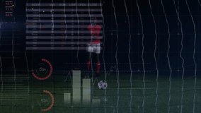 Animation of financial data processing over african american football player on black background. Global finances, sports and digital interface concept digitally generated video. - Powered by Shutterstock - Get 15% off with code: PIKWIZARD15
