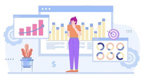 a businesswoman analyzing charts and data highlighting financial growth and analysis concepts illustration animated video - Powered by Shutterstock - Get 15% off with code: PIKWIZARD15