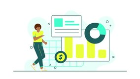 business analytics with graphs charts and financial symbols illustration animated video - Powered by Shutterstock - Get 15% off with code: PIKWIZARD15
