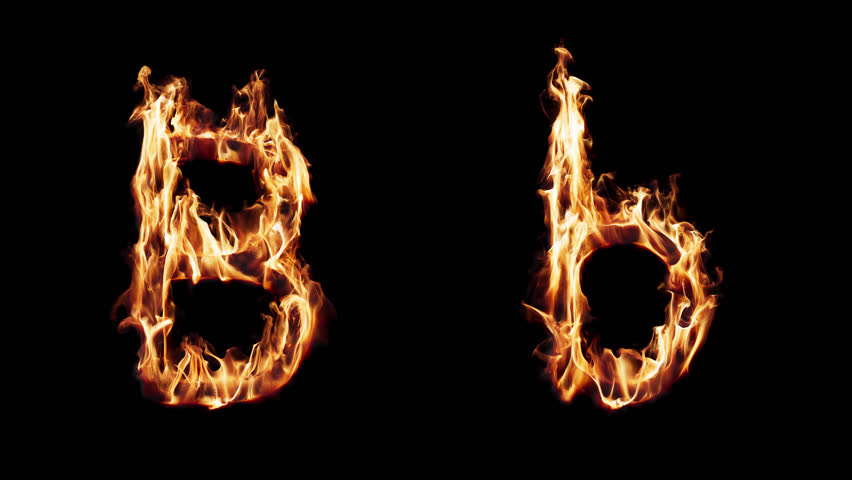 Uppercase and lowercase symbol B burning in fire. The file contains an Alpha Channel.