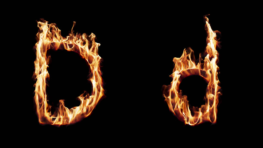 Uppercase and lowercase symbol D burning in fire. The file contains an Alpha Channel.