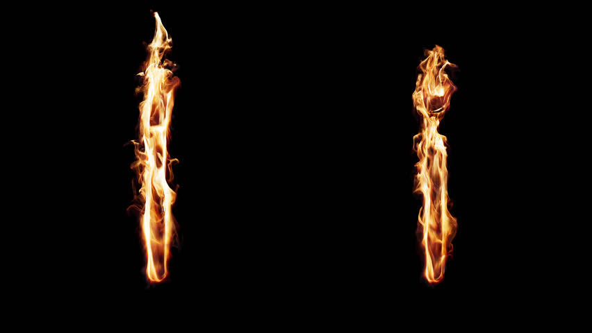Uppercase and lowercase symbol I burning in fire. The file contains an Alpha Channel.