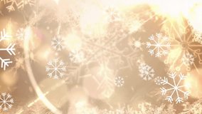 Feliz Navidad text animation with golden background, snowflakes, and light effects. Holiday, Christmas, celebration, festive, lights, sparkle - Powered by Shutterstock - Get 15% off with code: PIKWIZARD15