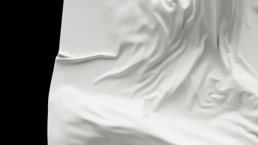 Cloth reveal opener. Transition of Falling wavy textile. Flowing fabric. Embedded alpha channel