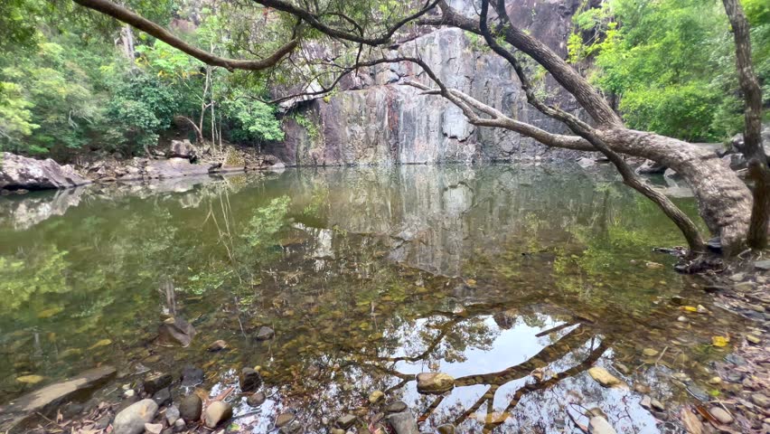 Landscape of Cedar Creek Falls in Whitsundays region Queensland, Australia.