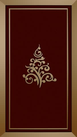 3D Festive Christmas card illustration featuring an embossed design of a Christmas tree set against a red and gold background