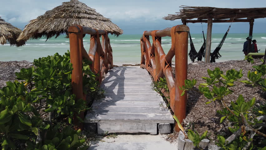 wooden path to the sea