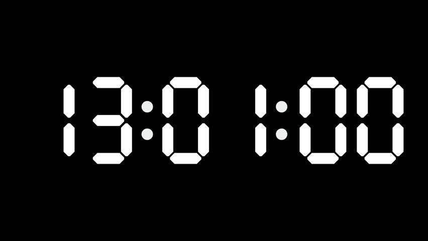 13:01 - 60 Second Full-Screen Countdown Timer with 7-Segment Display | 1:01 PM (One O'Clock One Minute) | Thirteen O'Clock, One Minute