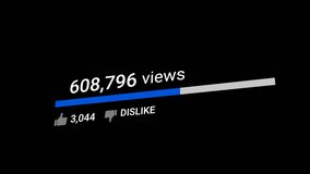 Social Media Views and Like Counting YouTube 1 Million Views Counter Like Increasing Views And Likes Alpha Channel. 4K Resolution - Powered by Shutterstock - Get 15% off with code: PIKWIZARD15