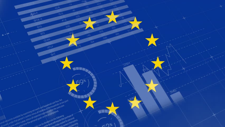 Animation of financial data processing and flag of european union. European finance, business, connections, computing and data processing concept digitally generated video. - Powered by Shutterstock - Get 15% off with code: PIKWIZARD15