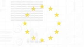 Animation of financial data processing and flag of european union over recycling sign. Recycling, european business, connections, computing and data processing concept digitally generated video. - Powered by Shutterstock - Get 15% off with code: PIKWIZARD15