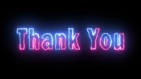 Thank you blue and pink glowing neon lettering on black background 4k animation. - Powered by Shutterstock - Get 15% off with code: PIKWIZARD15