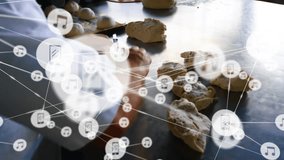 Animation of network of connections over caucasian male chef making pasta. Global business, food and digital interface concept, digitally generated video. - Powered by Shutterstock - Get 15% off with code: PIKWIZARD15