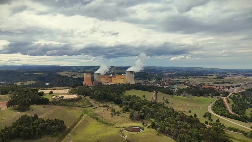 An aerial view of an active power station in Yallourn, Victoria , Australia