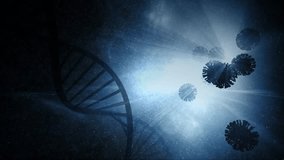 Three-dimensional Coronavirus covid-19 and dna chain structure animation. Concept science copy space background. - Powered by Shutterstock - Get 15% off with code: PIKWIZARD15