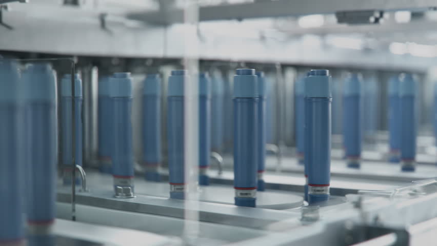 Insulin Injection Pens on Conveyor Line during Production Process at Modern Pharmaceutical Factory. Medicinal Drug Production Plant. Weight Loss Medication Manufacturing. 