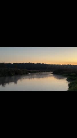 river in autumn spring at sunset calm silence nature forest