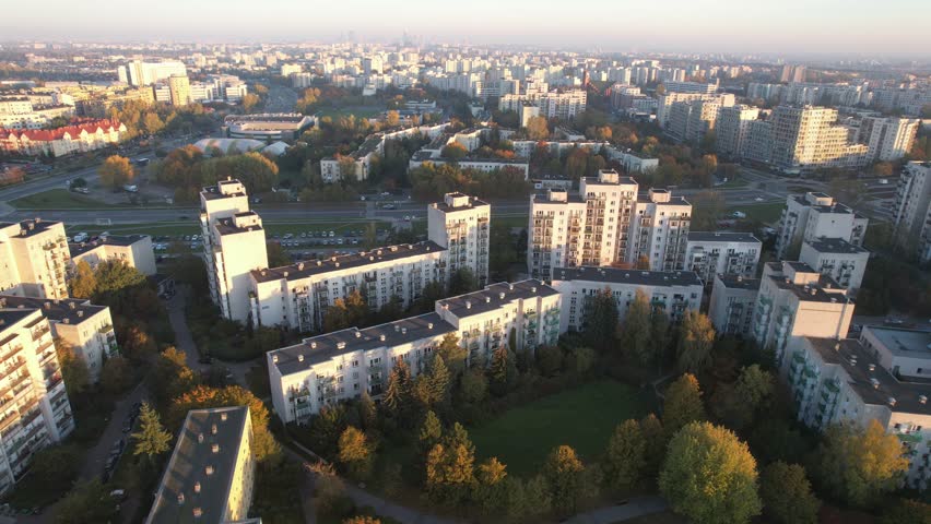 Aerial view of Warsaw in Poland