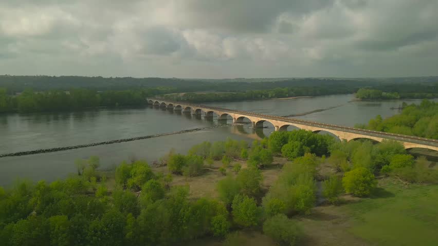 A drone view of an SNCF railway bridge in France