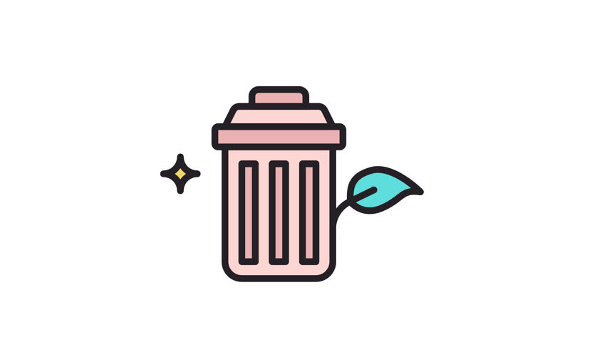 Trash Bin Organic Animated Icon. Alpha Channel 4K Resolution