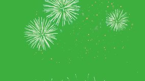 Abstract Firework on green Screen chroma key background, 4th of July independence day, New Year eve, Christmas 2025, Diwali Holiday concept. High quality 4k chromakey Cinematic Slow Motion video - Powered by Shutterstock - Get 15% off with code: PIKWIZARD15