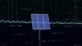 Animation of financial data processing over solar panels. Global solar energy, finance, business, connections, computing and data processing concept digitally generated video. - Powered by Shutterstock - Get 15% off with code: PIKWIZARD15