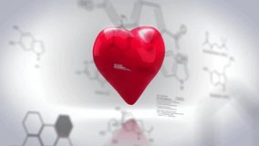 Animation of spinning heart over shapes and data processing on white background. Global science and digital interface concept, digitally generated video. - Powered by Shutterstock - Get 15% off with code: PIKWIZARD15