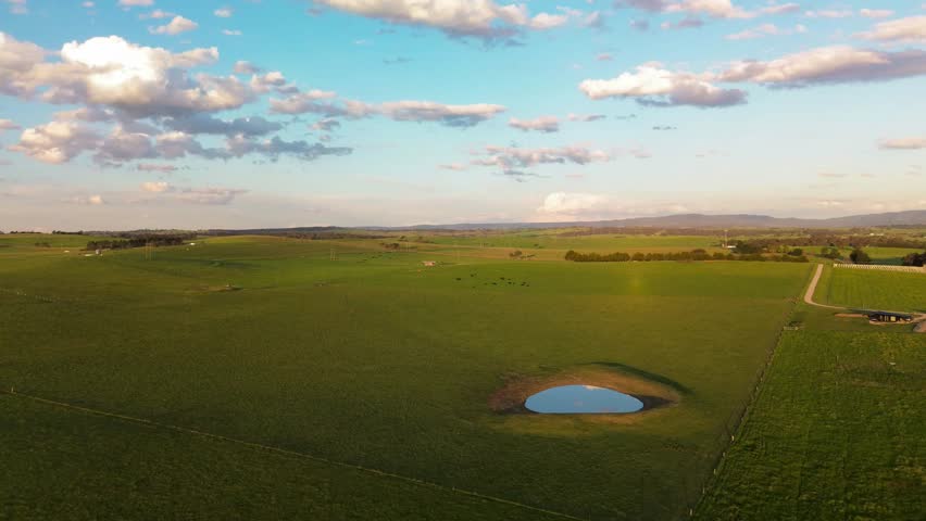 Idyllic landscape in Bathurst, NSW, Scenic Australia. Drone 4K