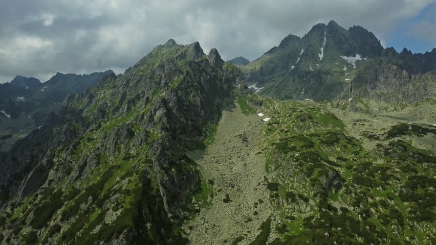 Beautiful summer landscape of High Tatras mountains, aerial view, Slovakia, 4k